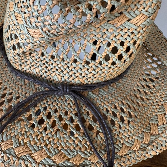 Sun 'N' Sand Woven Straw Cowboy Hat Western Sun Hat Braided Leather Band Boho - Picture 5 of 8